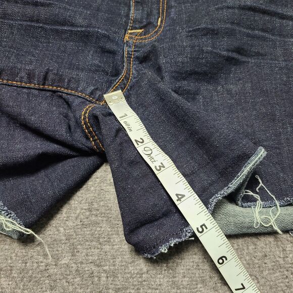 American Eagle Womens Jeans Shorts 14 Blue Super Stretch Distressed Hot Mom Boho - Picture 2 of 8